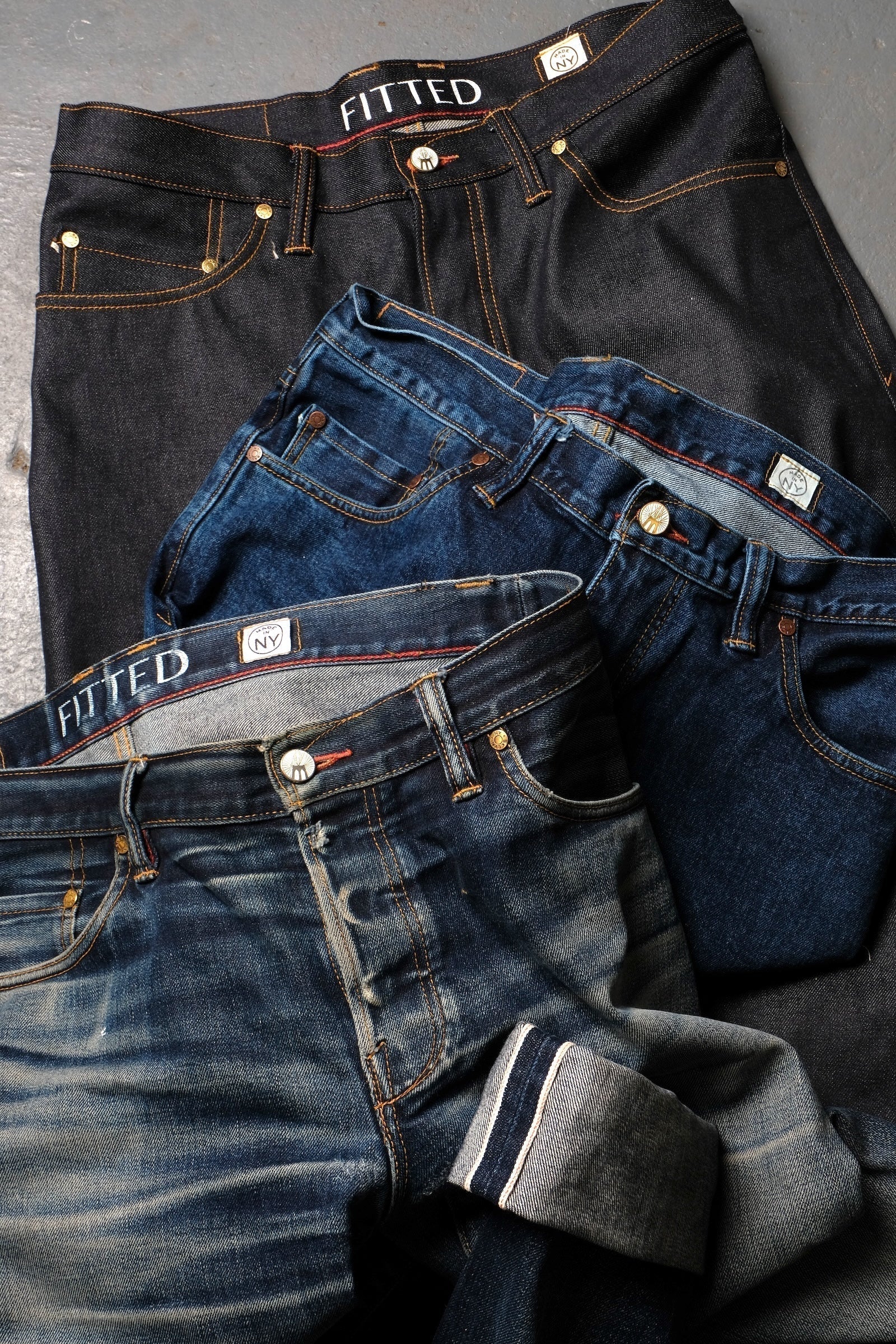 Raw selvedge denim jeans handcrafted at Fitted Underground Brooklyn workshop